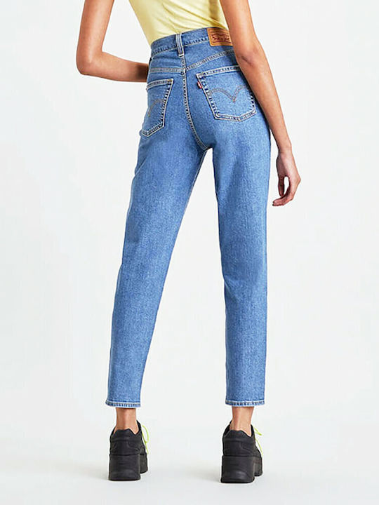 High Waist Women's Jean Trousers in Mom Fit Medium Indigo