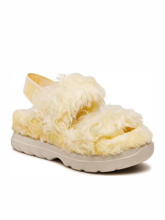 Fluff Sugar Flache Sandalen für Damen Flatforms in Gelb Farbe