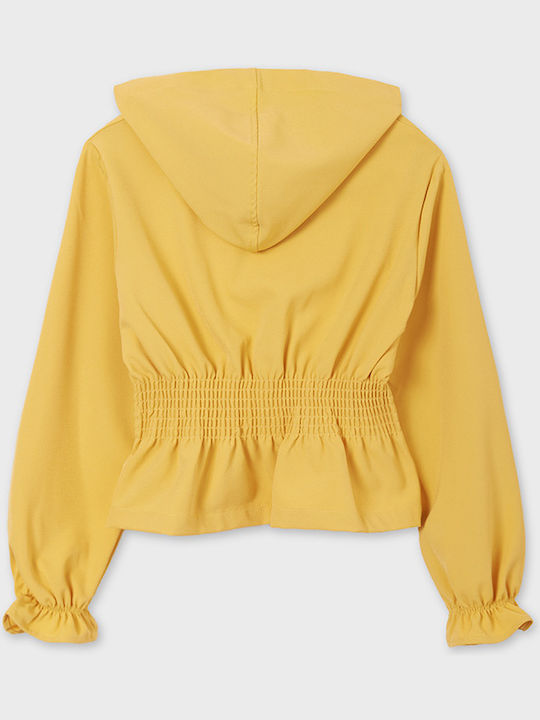Mayoral Girls Hooded Cardigan with Zipper Yellow