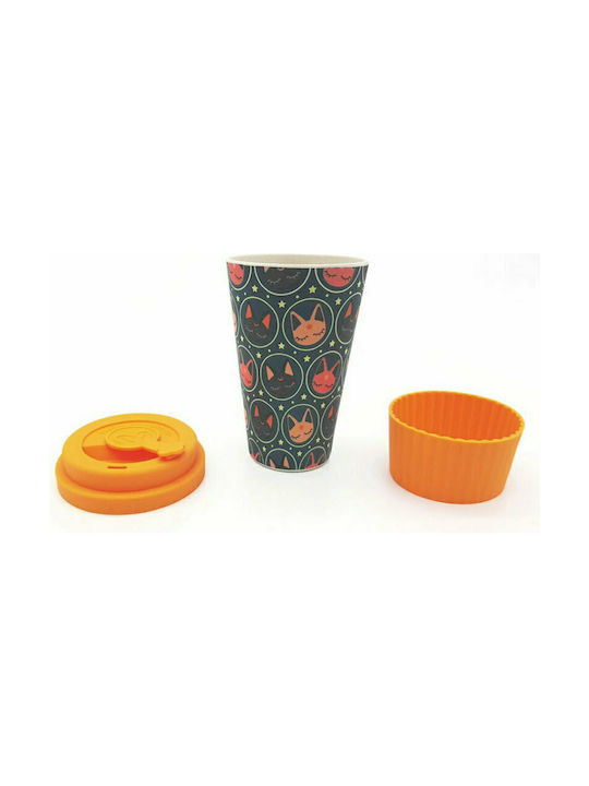 Spacecow Star Cats Becher Bamboo mit Deckel Mehrfarbig 400ml
