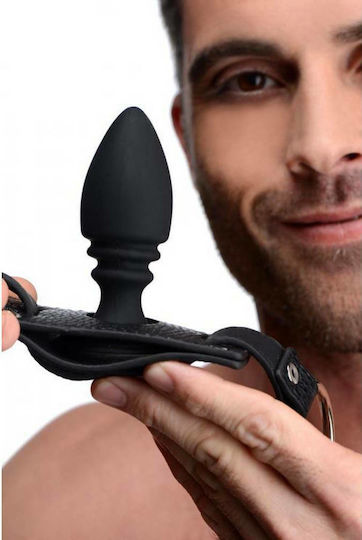 XR Male Cock Ring Harness With Silicone Anal Plug Cock Ring Cock Silicon cu Ineluri pentru penis Negru