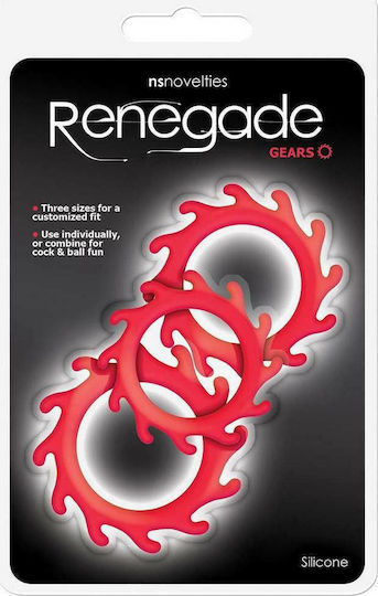 Ns Novelties Renegade Gears Комплект Пръстени Петел Силикон Червени 3бр