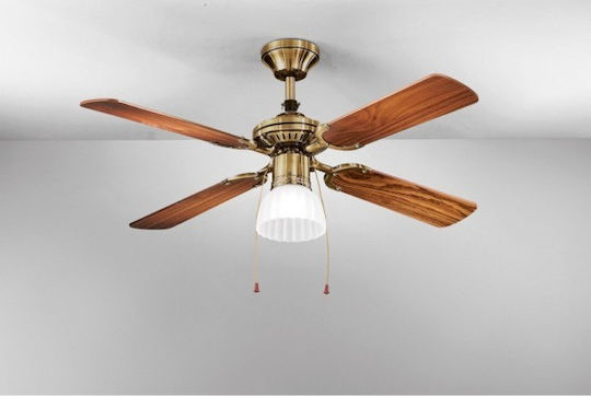 Perenz Gemini Deckenventilator 105cm mit Leuchte Metall Gebürstetes Messing