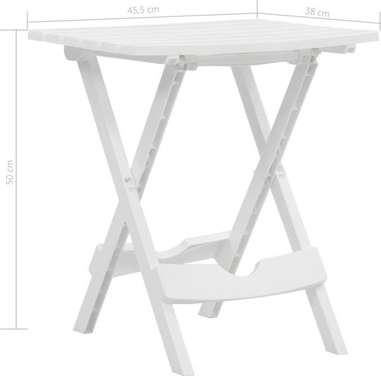 Outdoor Dinner Foldable Polypropylene Table White 45.5x38.5x50cm