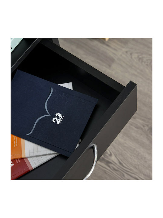 Office Storage Chipboard Drawer with Wheels & 2 Drawers Black L40xW35xH60cm