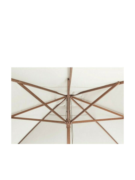 Syros Professional Garden & Terrace Floor Wooden Square Parasol Ecru 0795425