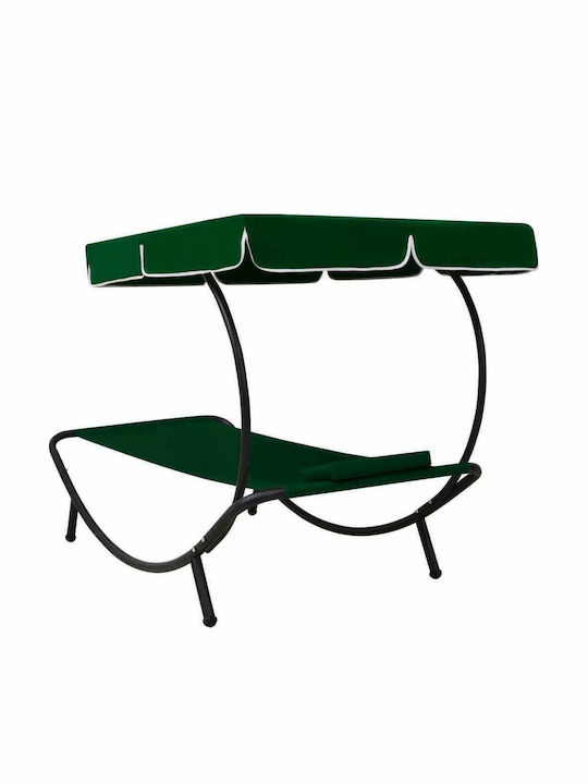 Liegestuhl Metallisch mit Textilene-Stoff & Sonnenschirm Green 200x90x112cm.