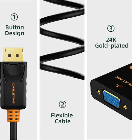 Cabletime AV586 Converter DisplayPort male to VGA female 1pcs