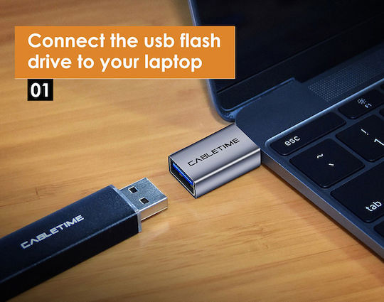 Cabletime C160 Konverter USB-C männlich zu USB-A weiblich Gray 1Stück