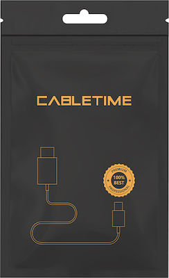 Cabletime C160 USB 2.0 Cable USB-C male - USB-A male White 1m