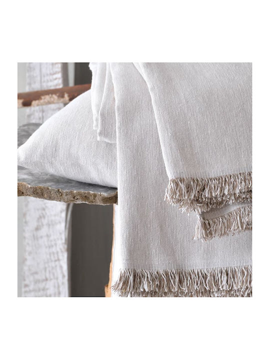 Rythmos Divine Three-Seater Sofa Throw 2 Sides Jacquard 180x280cm 02 Ecru
