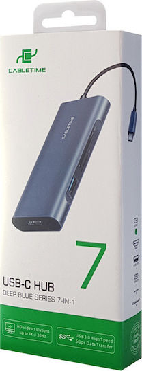 Cabletime C160 USB-C Docking Station mit HDMI 4K PD Blau