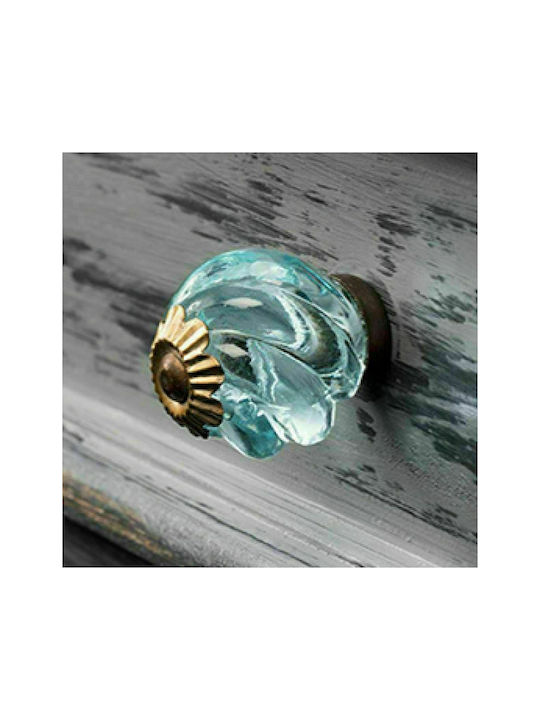 Synchronia Antique Knob Furniture made of Glass & Metallic Turquoise D30mm NADK70TQ 1pcs