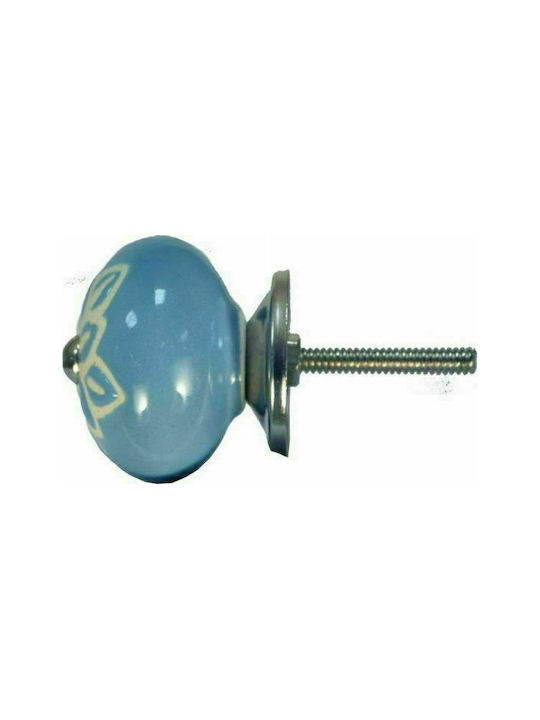 Synchronia Knob Furniture made of Ceramic White - Blue D40mm NADK102SK 1pcs