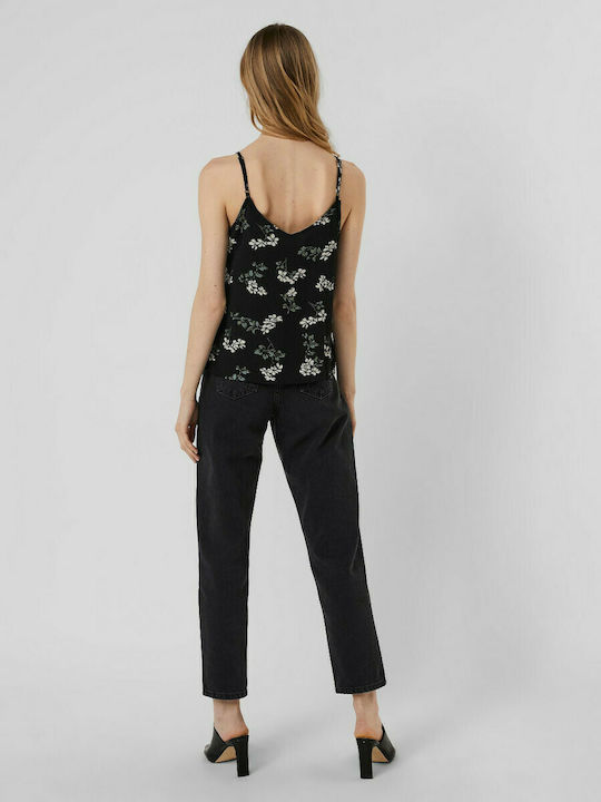 Vero Moda Damen Bluse mit Trägern Blumen Schwarz