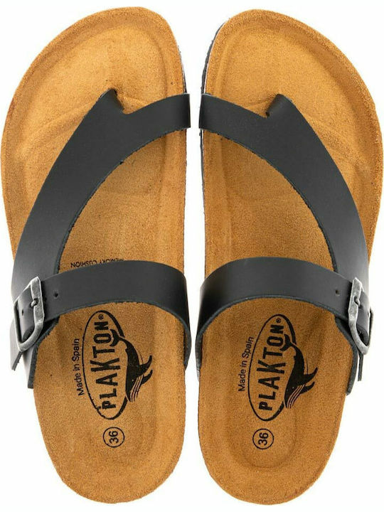 Leather Women's Flat Sandals Anatomic in Black Color