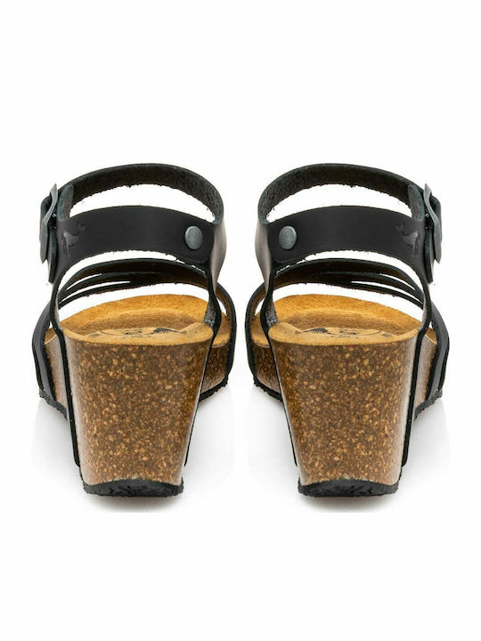 Anatomic Women's Leather Ankle Strap Platforms Black