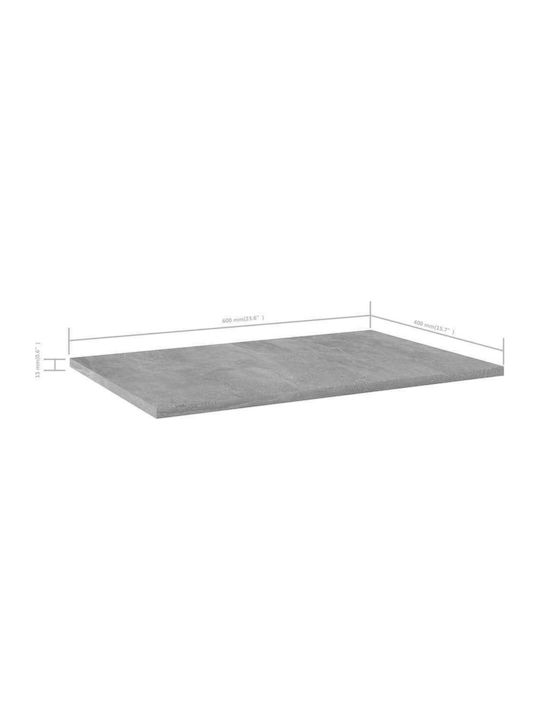 vidaXL Rectangular Raft de bibliotecă Placă din Lemn Agregat în culoarea Gri 60x40x1.5cm 805258 4buc