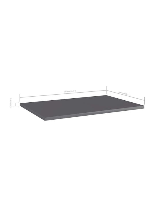 vidaXL Rechteckiges Bücherregal aus Spanplatte in Grau Farbe 60x40x1,5cm 805264 4 Stück
