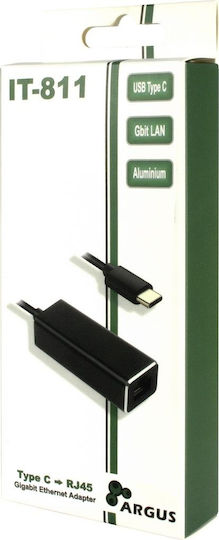 Inter-Tech Argus IT-811 USB-C Netzwerkadapter mit Verkabelter Verbindung Gigabit Ethernet