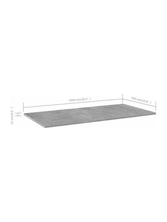 vidaXL Rectangular Bookcase Shelf made of Chipboard in Grey Colour 100x50x1.5cm 805422 4 Pieces