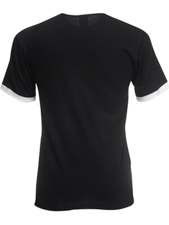 Fruit of the Loom Valueweight Ringer T Men's Short Sleeve Promotional T-Shirt Black/White