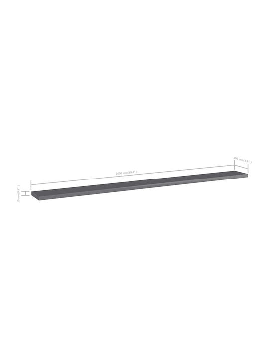 vidaXL Rechteckiges Bücherregal aus Spanplatte in Grau Farbe 100x10cm 805376 4 Stück