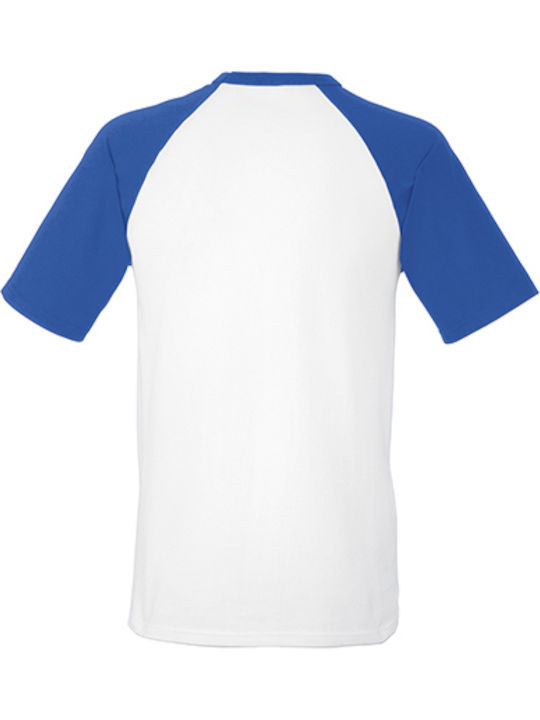 Fruit of the Loom Valueweight Baseball T Ανδρικό Διαφημιστικό T-shirt Κοντομάνικο White/Royal Blue