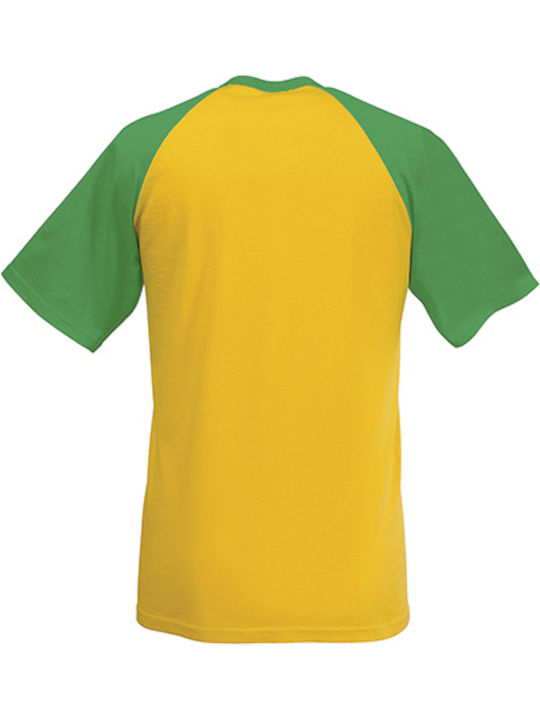 Fruit of the Loom Valueweight Baseball T Ανδρικό Διαφημιστικό T-shirt Κοντομάνικο Sunflower/Kelly Green