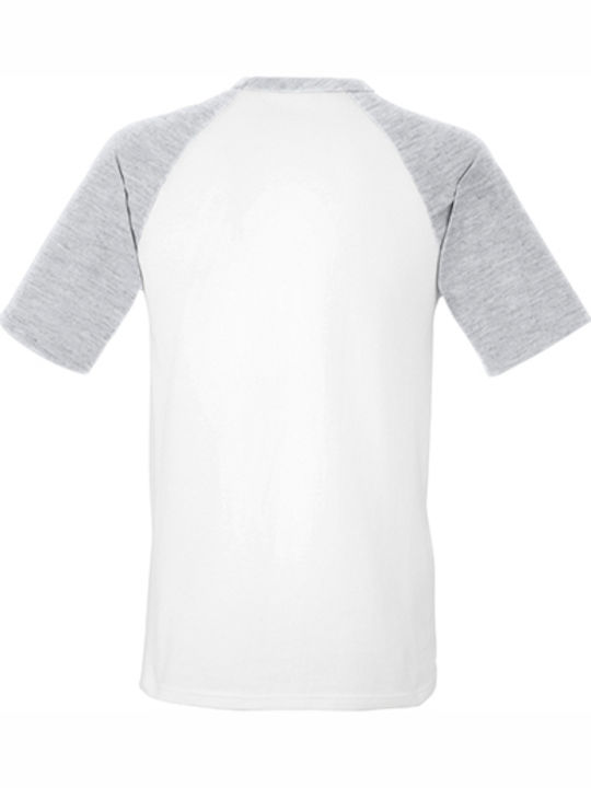 Fruit of the Loom Valueweight Baseball T Men's Short Sleeve Promotional T-Shirt White/Heather Grey