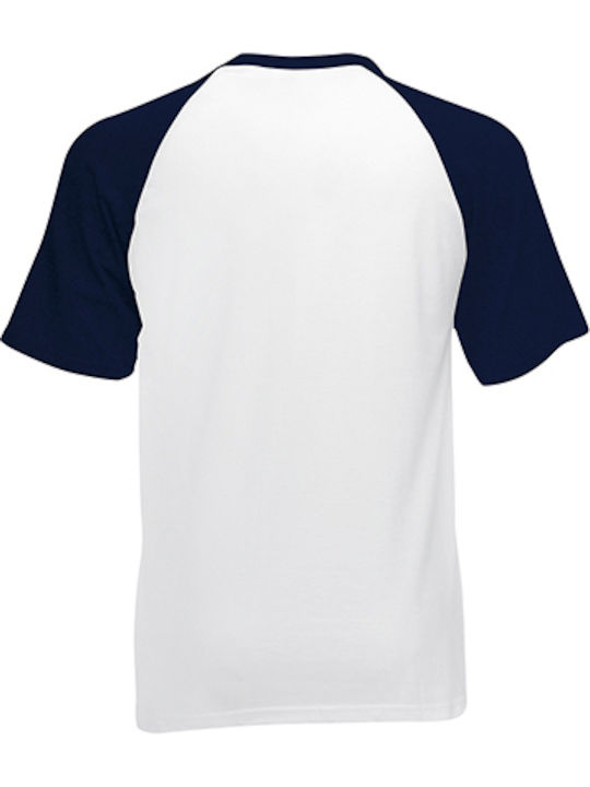 Fruit of the Loom Valueweight Baseball T Ανδρικό Διαφημιστικό T-shirt Κοντομάνικο White/Deep Navy