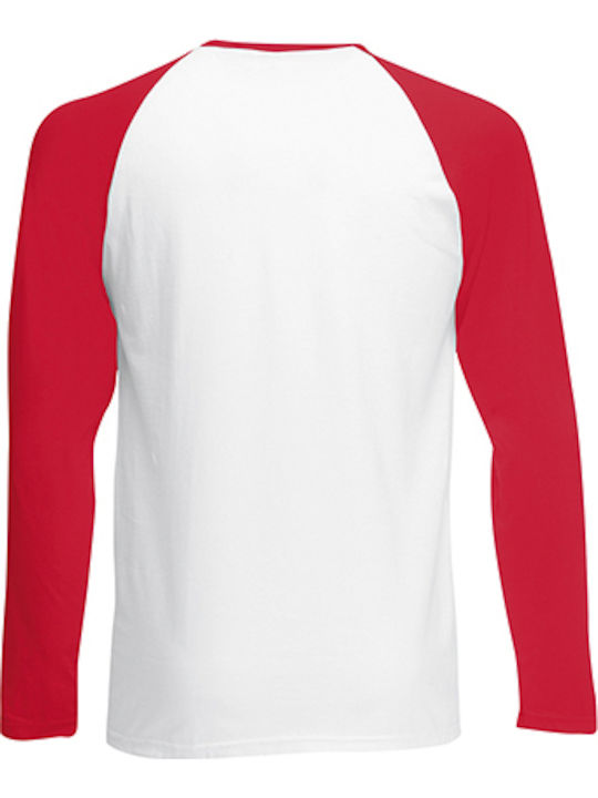 Fruit of the Loom Valueweight LS Baseball T White/Red