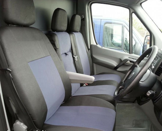Front Car Seat Covers 3 Pieces Polyester Mercedes-Benz Sprinter Gray