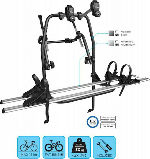 Menabo Polaris Car Bike Trunk Rack for 2 Bikes