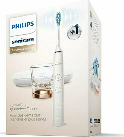 Philips Sonicare DiamondClean 9000 Electric Toothbrush with Timer, Pressure Sensor, and Travel Case Rose Gold