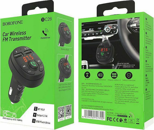 Borofone FM Car Transmitter BC26 with Bluetooth / USB
