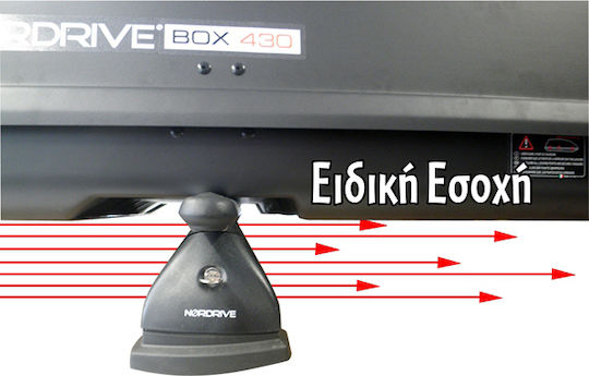 Nordrive Box 430 Μπαγκαζιέρα Οροφής Αυτοκινήτου 430lt Ασημί Γυαλιστερή
