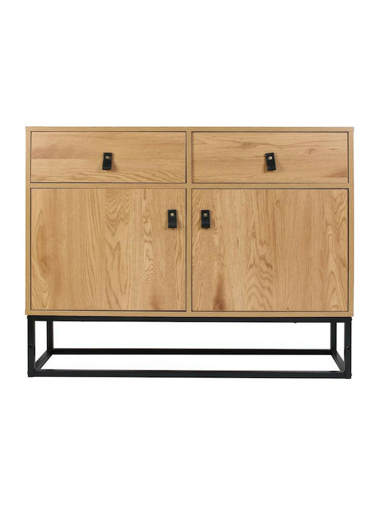 Wooden & Metallic Buffet with Drawers Natural L100xW30xH80cm