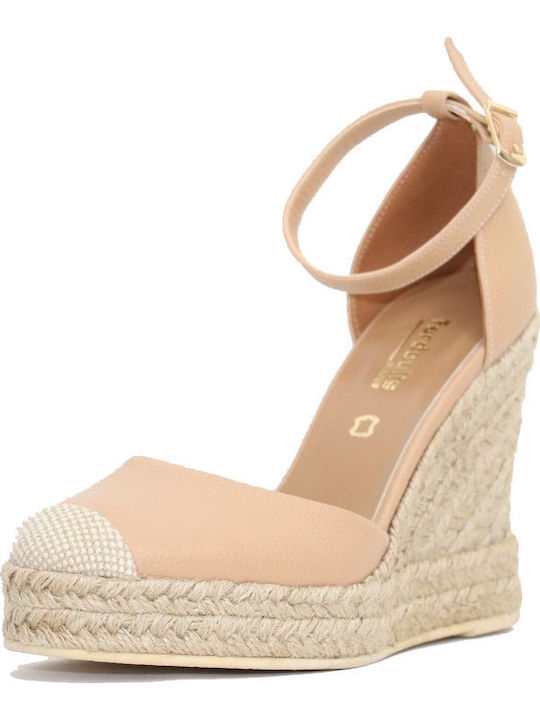 Fardoulis 80202 Women's Leather Platform Espadrilles Pink