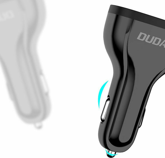 Dudao R7S Auto-Ladegerät 18W 2.4A Schnellladung mit Anschlüssen: 3xUSB Schwarz Farbe