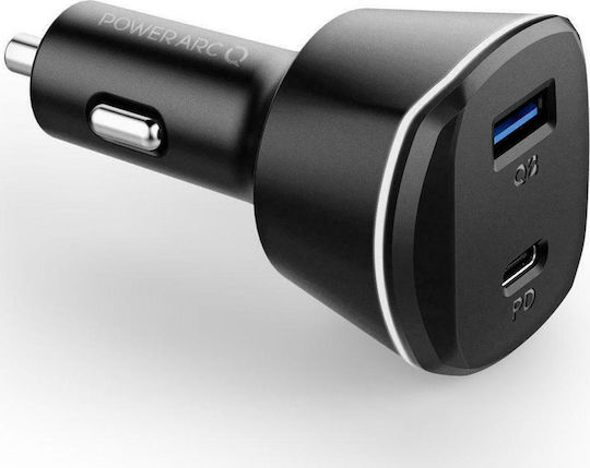 Spigen Φορτιστής Αυτοκινήτου PC1800 30W 2.4A Γρήγορης Φόρτισης με Θύρες: 1xUSB 1xType-C Μαύρος