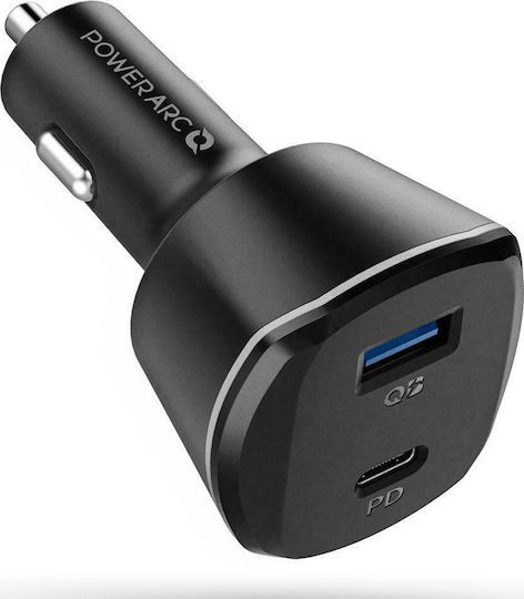 Spigen Φορτιστής Αυτοκινήτου PC1800 30W 2.4A Γρήγορης Φόρτισης με Θύρες: 1xUSB 1xType-C Μαύρος