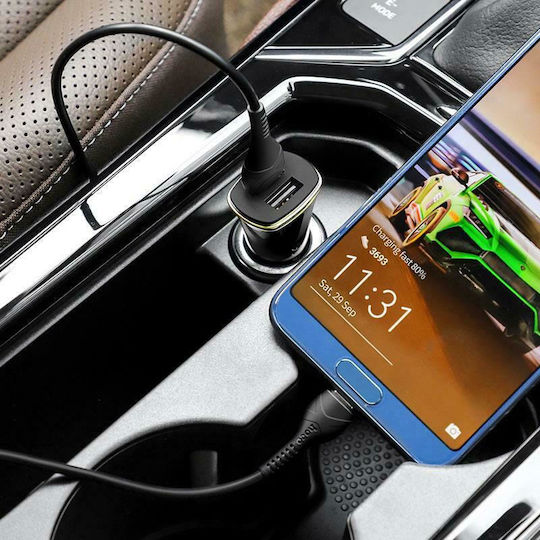 Hoco Z31 Auto-Ladegerät 18W 2.4A Schnellladung mit Anschlüssen: 2xUSB mit Kabel Typ-C,TC-TC Schwarz Farbe