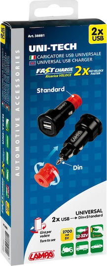 Lampa Fast Car Charger 2.7A Fast Charging with 2xUSB-A Ports
