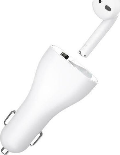 WK P13 Auto-Ladegerät 2.4A mit einem Anschluss: 1xUSB und Bluetooth-Kopfhörer Weiß Farbe
