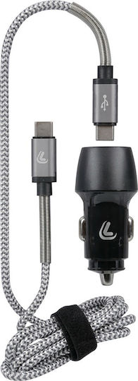 Lampa Φορτιστής Αυτοκινήτου 18W με Θύρες: 2xUSB μαζί με Καλώδιο Lightning