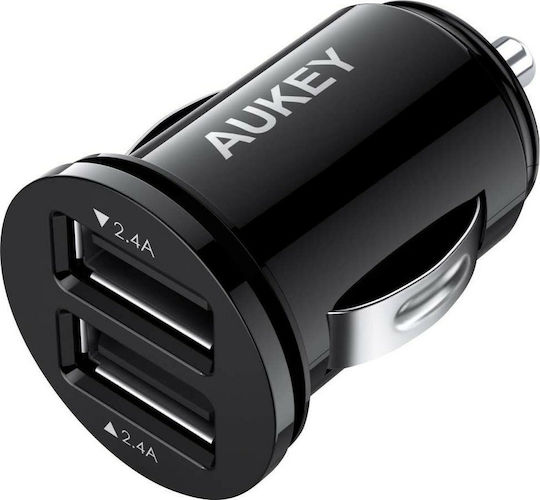 Aukey CC-S1 Car Charger 24W 4.8A with Ports: 2xUSB Black Color