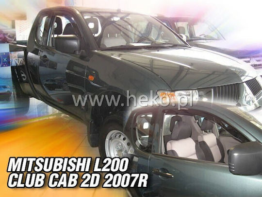 Heko Set of Windbreakers Front Car Dark Fime for Mitsubishi L200 2D Club 2006-2016 2pcs