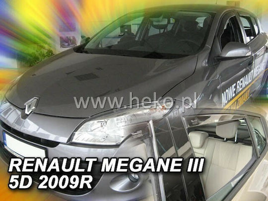 Heko Set of Windbreakers Front and Rear Car Dark Fime for Renault Megane 4pcs