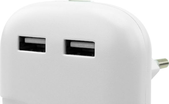 Ansmann Încărcător Fără Cablu cu 2 Porturi USB-A Albς (NL15AC+)